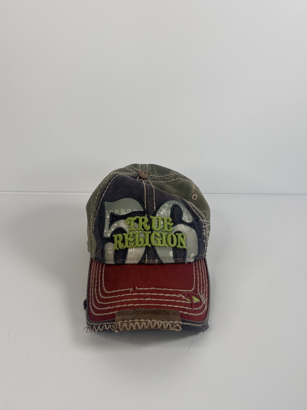 PF-1023 True Religion Burgundy and Olive Cap with Green Liner